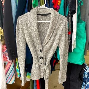 Grey Button and Tie Cardigan